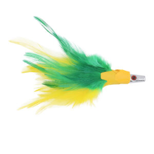 No Alibi, Trolling Feather Lure, Yellow/Green Skirt, 1/2 oz / 14.1 g Head