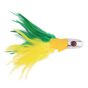 No Alibi, Trolling Feather Lure, Yellow/Green Skirt, 4 oz / 113 g Head