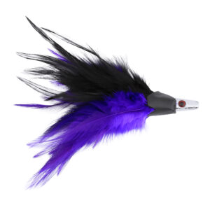 No Alibi, Trolling Feather Lure, Black/Purple Skirt, 1/2 oz / 14.16 g Head