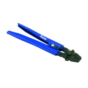 Econo Crimping Pliers, Four Dies to crimp oval aluminum and copper double-barrel sleeves from 0.1 mm to 2.2 mm OD