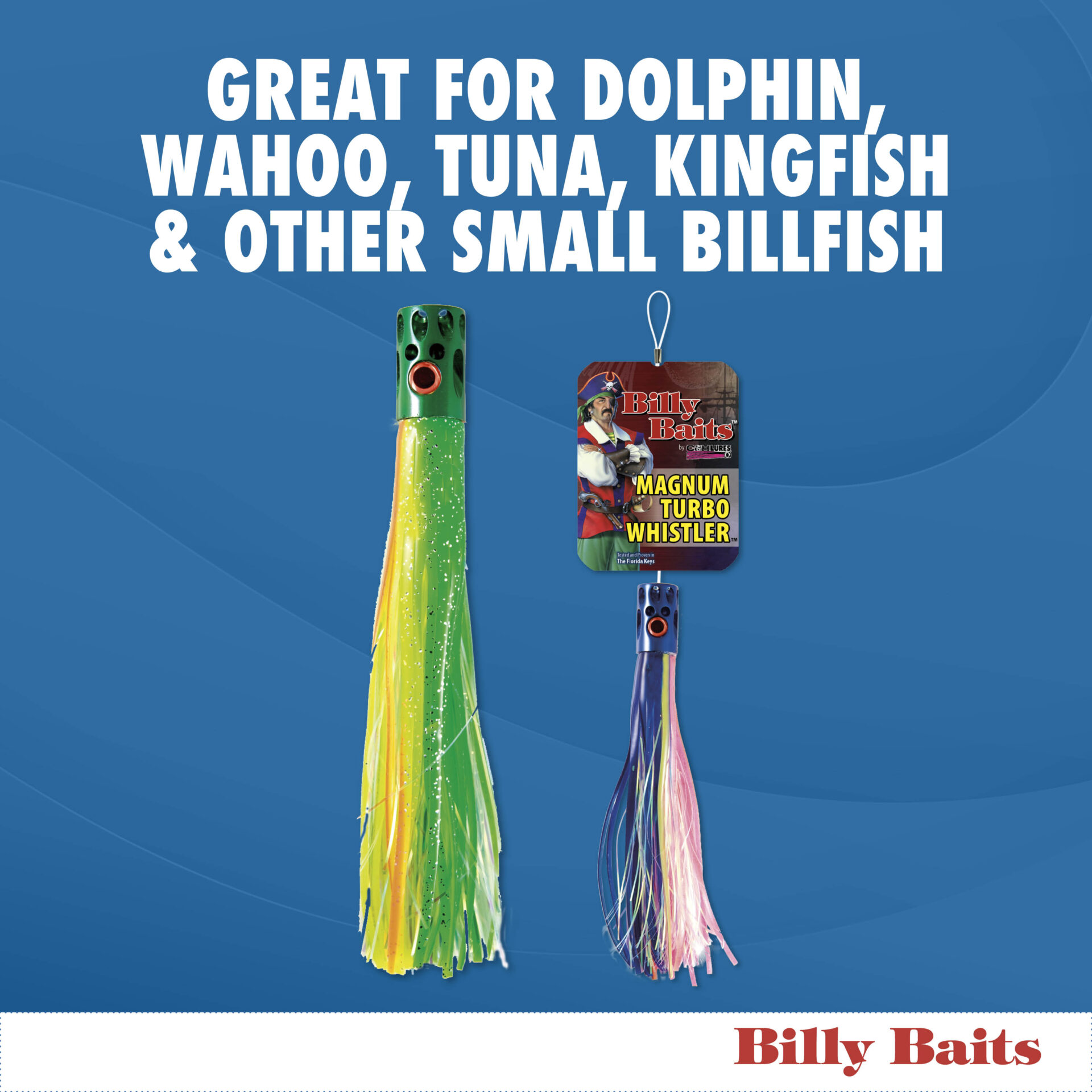 Billy Baits, Magnum Turbo Whistler Rigged & Ready, Blue/Pink/Pearl Skirt, 2 oz / 56.6 g Head, 7/0 Mustad Hook, AFW Swivel, 100 lb / 45.3 kg Grand Slam Mono Line, 6 ft / 1.8 m - Image 3