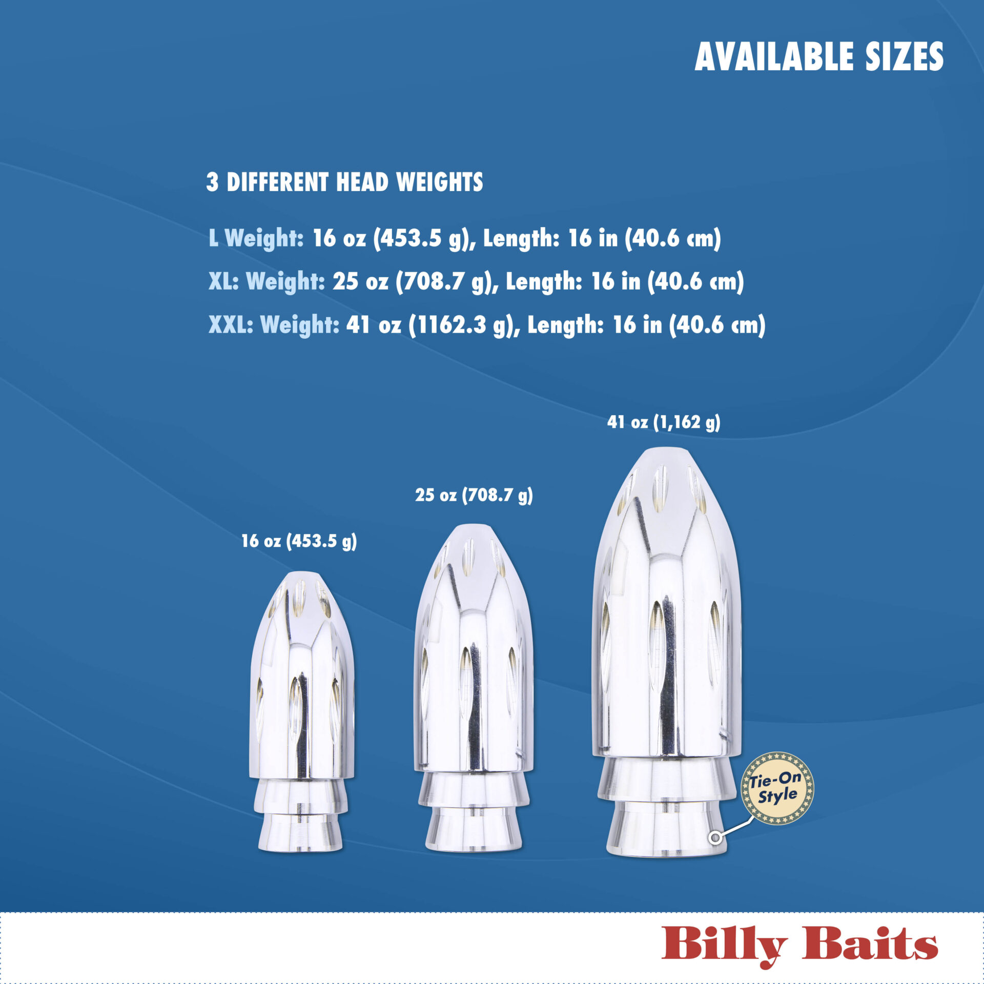 Billy Baits, Mister Big Lure, Ultimate Series, Tie on Skirt Version, Black/Red PVC Skirt, XL, 16 oz / 454 g Head, 16 in / 40.6 cm - Image 10