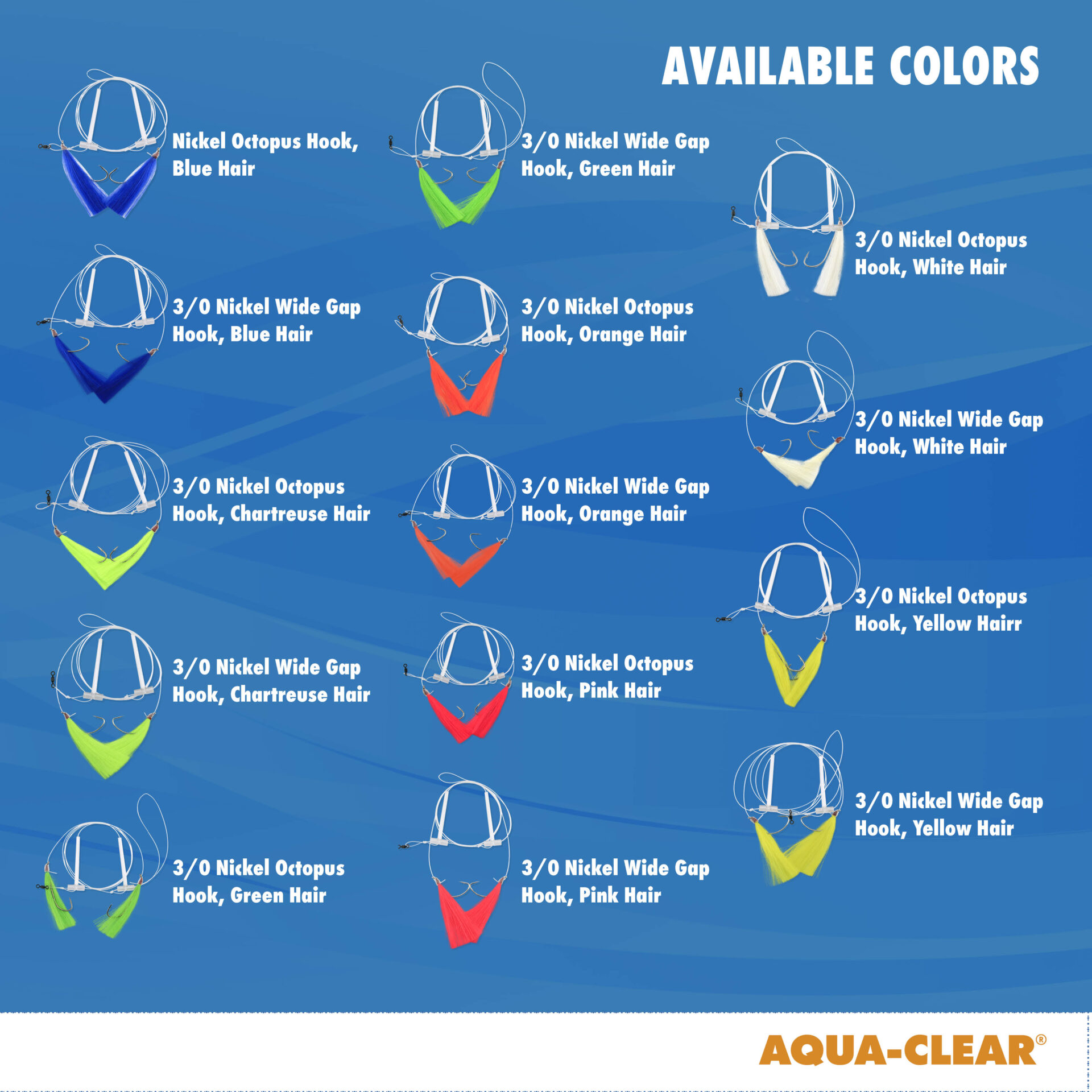 Aqua-Clear, Hi-Lo Solid Color Hair Teaser Rig, Flounder/Fluke/SeaTrout/Weakfish/Croaker, 3/0 Nickel Octopus Hook, AFW Swivel, 40 lb / 18.1 kg GS Mono, T-Standoff, Orange Hair - Image 7