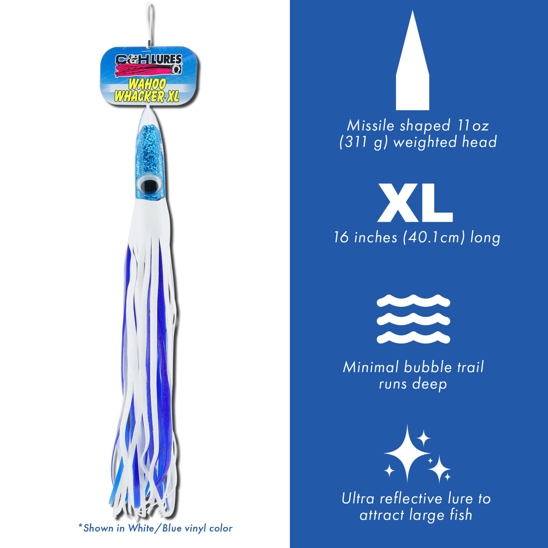 C&H, Wahoo Whacker XL, Dolphin Skirt, 11 oz / 311 g 16 in / 40.6 cm - Image 4